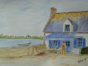 Peinture intitulée "Vente au port" par Valérie Westrelin, Œuvre d'art originale, Huile