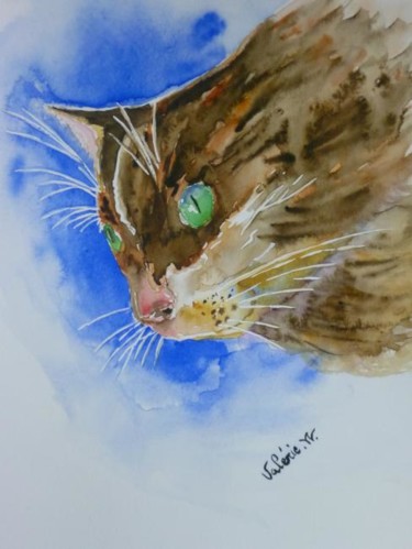 Peinture intitulée "La patience du chat" par Valérie Westrelin, Œuvre d'art originale, Huile