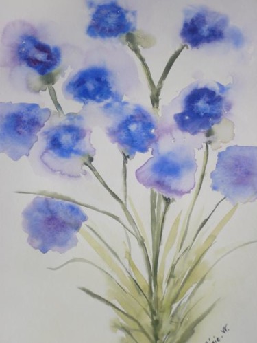Peinture intitulée "variation sur fleur…" par Valérie Westrelin, Œuvre d'art originale, Huile