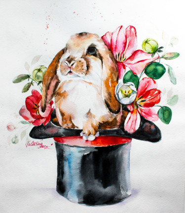 Painting titled "Hare" by Valentina Grace, Original Artwork, Watercolor