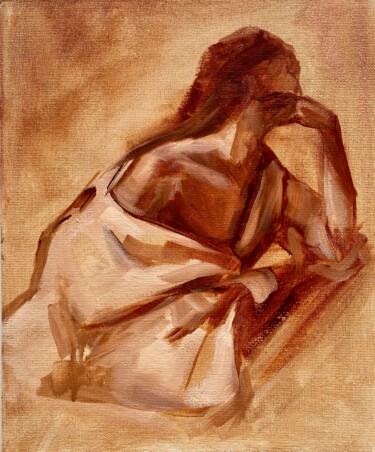 Woman Painting titled "Woman" by Валентина Шатохина, Original Art, Oil Mounted on Wood Panel