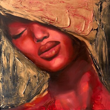 Golden eyes- original painting, woman, wall decor gift idea 绘画 标题为“Golden eyes- origin…” 由Валентина Шатохина, 原创艺术品, 油 安装在帆布担架上
