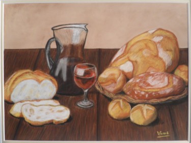 Dessin intitulée "Du pain et du vin" par Vame, Œuvre d'art originale, Autre