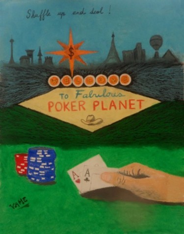 Drawing titled "Poker à Las Vegas" by Vame, Original Artwork, Other
