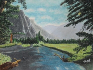 Dessin intitulée "Rivière dans le Kin…" par Vame, Œuvre d'art originale