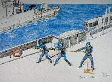 Dibujo titulada "Marine - Boscos en…" por Vame, Obra de arte original