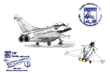 Dessin intitulée "Rafale Marine" par Vame, Œuvre d'art originale, Autre