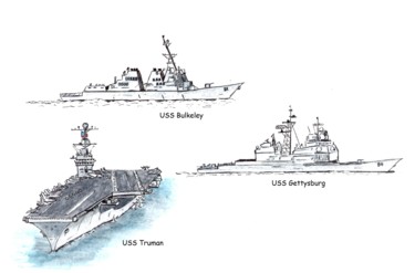 Рисунок под названием "Bâtiments Américains" - Vame, Подлинное произведение искусства, Другой