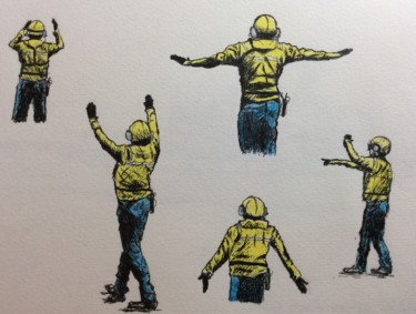 Rysunek zatytułowany „Chien jaune” autorstwa Vame, Oryginalna praca, Ołówek
