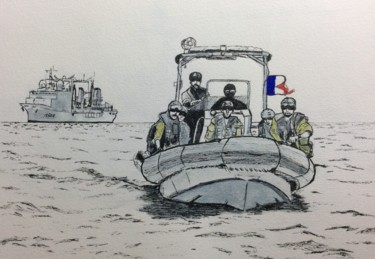 Drawing titled "L'équipe de visite…" by Vame, Original Artwork