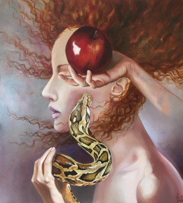 Painting titled "Forbidden Fruit" by Alexa Van Der-Bellen, Original Artwork, Oil