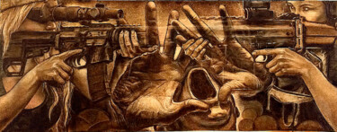 Disegno intitolato "STOP - wood burning…" da Van Ko Tokusha, Opera d'arte originale, incisione