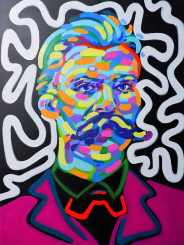 Malerei mit dem Titel "Nietzsche" von Van Lanigh, Original-Kunstwerk, Öl