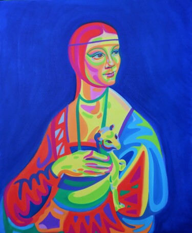 Peinture intitulée "Lady with an Ermine" par Van Lanigh, Œuvre d'art originale, Huile