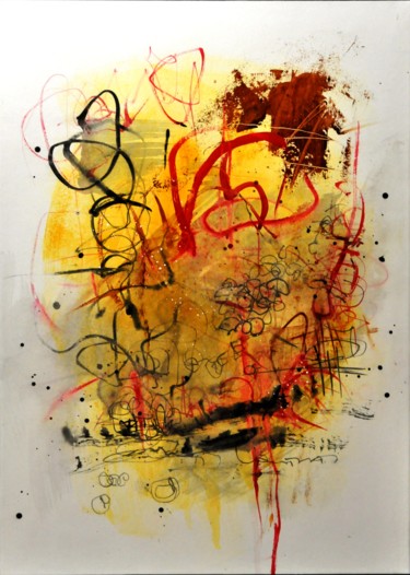 Peinture intitulée "Flamme" par Van Thaï, Œuvre d'art originale, Acrylique