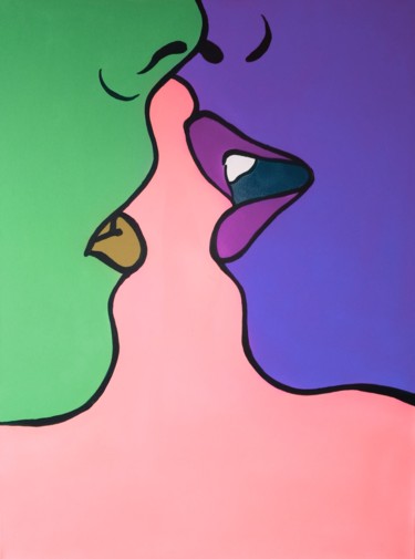 Kiss Painting titled "Kiss" by Rinalds Vanadziņš, Original Art, Acrylic