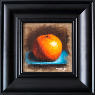 Framed Floating Orange on Blue Painting titled "Framed Floating Ora…" by Nikita Van Chagov, Original Art, Oil