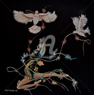 Pittura intitolato "Volo dell'anima" da Vanda Caminiti, Opera d'arte originale, Olio