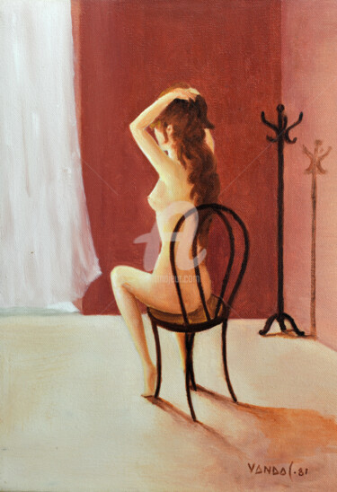 Painting titled "La rossa" by Vanda Caminiti, Original Artwork, Oil