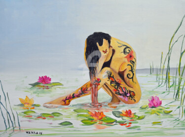 Картина под названием "Tattoo" - Vanda Caminiti, Подлинное произведение искусства, Масло