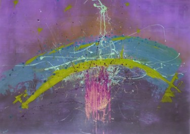 Painting titled "vague fond violet" by Pascal Vandel, Original Artwork, Acrylic