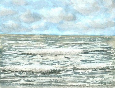 「Mer agitée」というタイトルの描画 Michel Van Den Bogaerdeによって, オリジナルのアートワーク, 水彩画