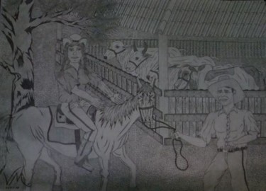 Desenho intitulada "Os Fazendeiros" por Vanderson Mota, Obras de arte originais, Lápis