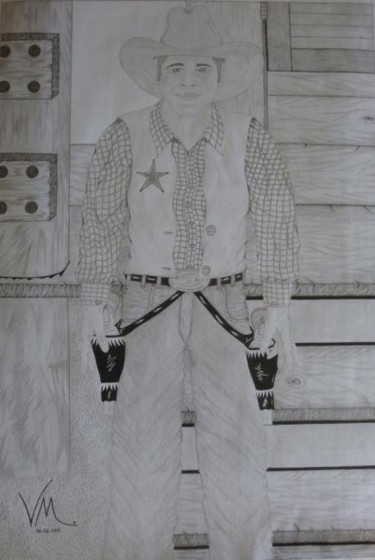 Рисунок под названием "Xerife" - Vanderson Mota, Подлинное произведение искусства, Карандаш