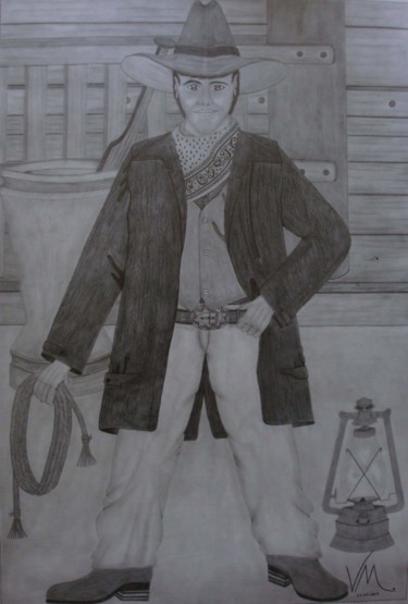 Desenho intitulada "Cowboy" por Vanderson Mota, Obras de arte originais, Lápis