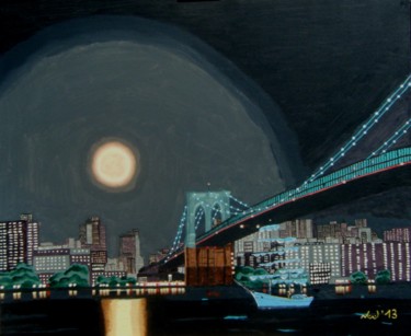 Painting titled "Brooklyn Bridge" by Jaap Van Der Wijk, Original Artwork, Other