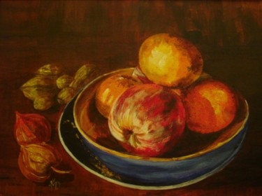 Peinture intitulée "nature morte  fruit…" par Vandorpe Amdv, Œuvre d'art originale, Huile