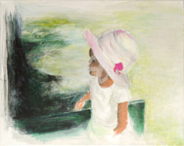 Painting titled "Printemps" by Vanessa Baegne, Original Artwork, Oil Mounted on Wood Stretcher frame