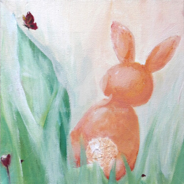 Painting titled "Lapin" by Vanessa Baegne, Original Artwork, Acrylic Mounted on Wood Stretcher frame