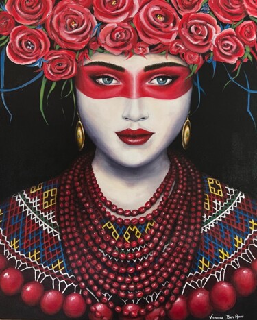 Painting titled "Mayah" by Vanessa Ben Amor, Original Artwork, Acrylic Mounted on Wood Stretcher frame