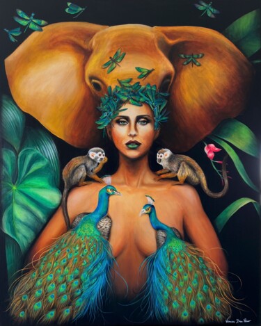 Картина под названием "Féminité et nature…" - Vanessa Ben Amor, Подлинное произведение искусства, Акрил Установлен на Деревя…