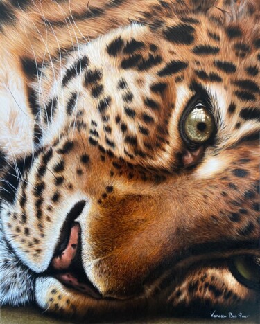 Malerei mit dem Titel "Le léopard" von Vanessa Ben Amor, Original-Kunstwerk, Acryl Auf Keilrahmen aus Holz montiert