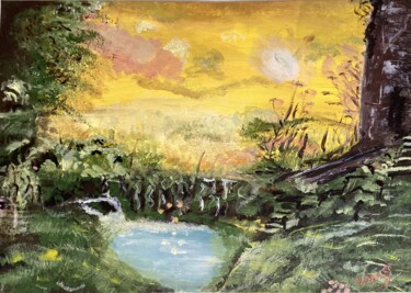 Картина под названием "Fairy pond" - Vanessa Escalante, Подлинное произведение искусства, Акрил