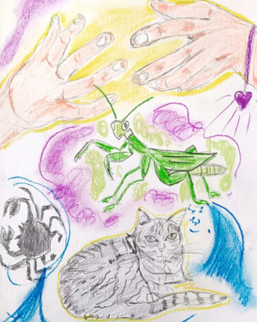 Zeichnungen mit dem Titel "Mystic healing" von Vanessa Escalante, Original-Kunstwerk, Pastell