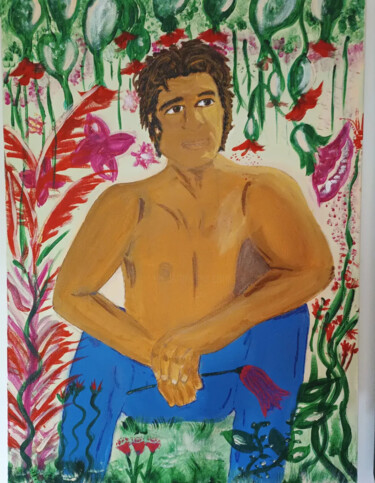 Pintura titulada "Blooming lover" por Vanessa Escalante, Obra de arte original, Acrílico Montado en Bastidor de camilla de m…