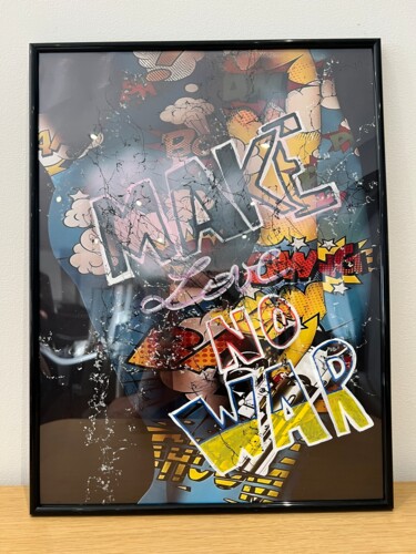 Peinture intitulée "MAKE ART NOT WAR" par Vanessa Fodera, Œuvre d'art originale, Encre Monté sur Carton