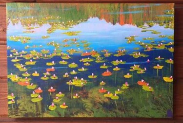 Painting titled "The happy lilys pads" by Vanessa Garcia Artunedo, Original Artwork, Acrylic