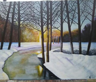 Painting titled "Un jour de neige" by Vanessa Garcia Artunedo, Original Artwork, Acrylic