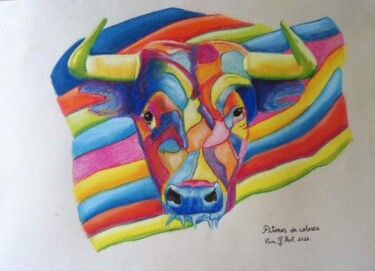 Dessin intitulée "Pitones de colores" par Vanessa Garcia Artunedo, Œuvre d'art originale, Pastel