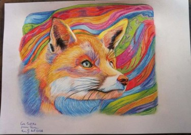 Desenho intitulada "El zorro" por Vanessa Garcia Artunedo, Obras de arte originais, Pastel