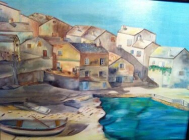 Peinture intitulée "El puerto pesquero" par Vanessa Garcia Artunedo, Œuvre d'art originale, Huile