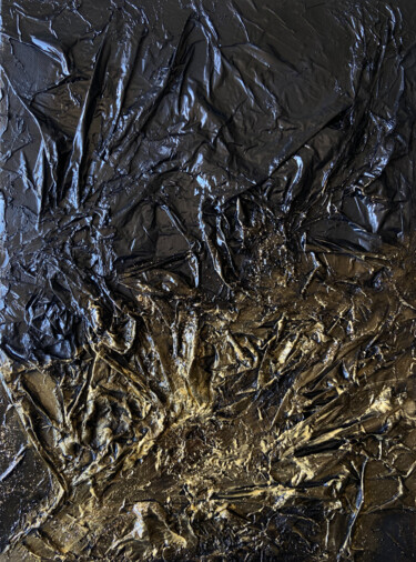 Ζωγραφική με τίτλο "Or texturé" από Vanessa Garcia, Αυθεντικά έργα τέχνης, Ακρυλικό Τοποθετήθηκε στο Ξύλινο φορείο σκελετό