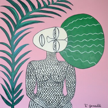 Malarstwo zatytułowany „Femme rose” autorstwa Vanessa Genachte, Oryginalna praca, Akryl