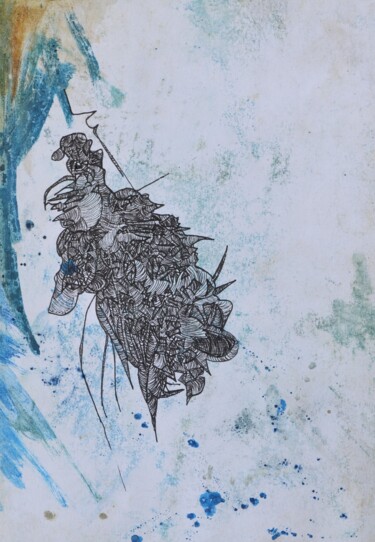 Dibujo titulada ""space walk"" por Vanessa K., Obra de arte original, Pluma de gel Montado en Cartulina