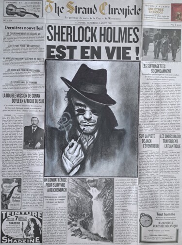 Dessin intitulée "Sherlock" par Vanessa Krawczyk, Œuvre d'art originale, Graphite