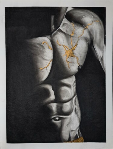 Dessin intitulée "La fissure" par Vanessa Krawczyk, Œuvre d'art originale, Fusain